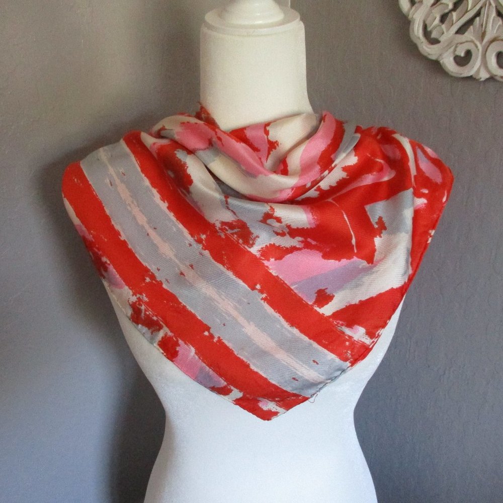 1980s silk abstract chevrons scarf